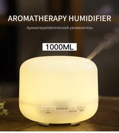 FreeShipping 1000ml Aroma Essential Oil Diffuser Ultrasonic Air Humidifier mist maker 7 Color Changing LED Lights for Office Home