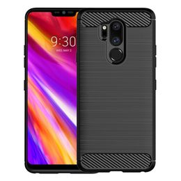 Carbon Fibre Texture Shockproof Cover Protective Slim Fit Soft TPU Silicone Case for LG G7 / LG G7 ThinQ