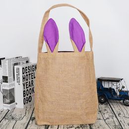 Easter Basket Jute Rabbit Ear Party Happy Easter Cute Gift Bag Cotton Linen Tote Festival Handbag