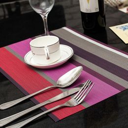 4 Pcs/set Placemats PVC Dining Table Mat Striped Disc Pads Bowl Pad Coasters De Cozinha 30*45cm Plate Bar Table Mat Acessories Y200328
