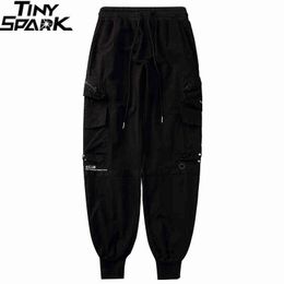 2021 Hip Hop Baggy Joggers Pants Men Streetwear Cargo Pants Side Pockets Harajuku Harem Pants Black Casual Trousers Hipster H1223