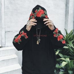 New couples Hoodies roses Embroidered long Sleeve Men and Women Felpata vintage elegant casual Shirts and Men fleece Y201001