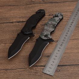 1Pcs New Flipper Folding Knife 5Cr13Mov Black Drop Point Blade Steel Handle Survival Tactical Knives 2 Handle Colours