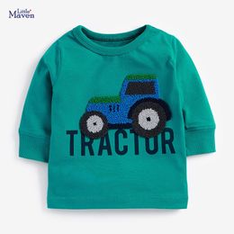 Little maven Boys Long Sleeve t-shirts Fall 2020 Children's Clothing Cotton Tractor Car Baby Boys Clothes for Kids Garment Y0121