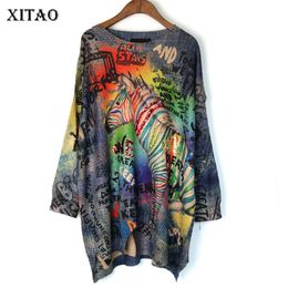 XITAO Tide Letter Print Sequin Sweater O Neck Long Sleeve Fashion Loose Casual Plus Size Top Women Autumn New Korea WQR1966 201111