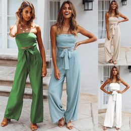 Women Summer Sexy Slim Solid Jumpsuits Patchwork Wide Leg Pants Party Loose Playsuits Office Female Backless Romper Overalls New