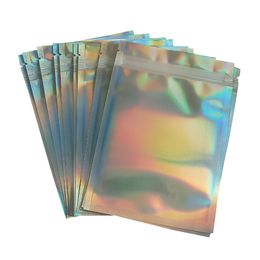 PET laser Colour Plastic bag Mylar Aluminium Foil Zipper Bag One side clear Back plastic packing bag Retail Package Jewellery food fast ship