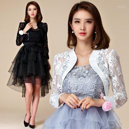 Women's Jackets Wholesale- F~3XL Plus Size 2021 Stylish Women Wedding Long Sleeve Lace Evening Party Cape Jacket Lady Big Bolero Crop Tops C