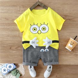 New Summer Baby Clothes Suit Children Fashion Boy Girls Cartoon T Shirt Shorts 2Pcs/sets Toddler Casual Clothing Kids Tracksuits LJ200916