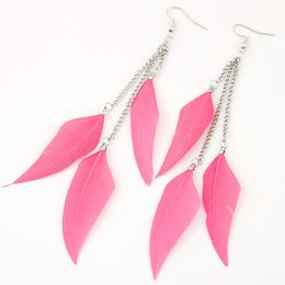 Alloy fashion personality Dangle elegant feather long tassel pendant earrings earrings Jewellery accessories