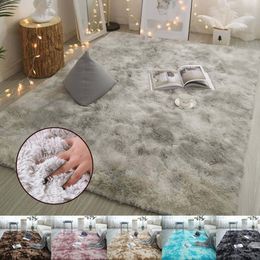 Large Size Tie-Dye Carpets for Living Room Shaggy Bedroom Plush Floor Door Mats Kids Room Faux Fur Rugs Soft Entrance Doormat 201212