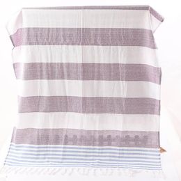 Cotton Turkish Bath Towel Striped with Tassels Travel Camping Bath Sauna Beach Gym Pool Blanket Surgical Drape254v