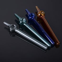Wholesale Colourful Pyrex Glass Oil Burner Pipes Mini Small Handpipe Oil Nail Pipe Smoking Accessories DHL Freeshipping SW120