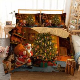 Xmas Bedding Set Twin Full Queen King AU Single UK Double Size Duvet Cover 3D Bedclothes Pillowcase Bed Linen Kid Christmas Gift 201120
