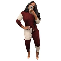Womens Knitted Sweater Tracksuits Fashion Trend Turtleneck Sweaters Joggers Pants Outfits Designer Female Patchwork Casual Two Piece Sets