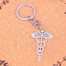 Fashion Keychain 49*30mm caduceus medicine symbol Pendants DIY Jewellery Car Key Chain Ring Holder Souvenir For Gift