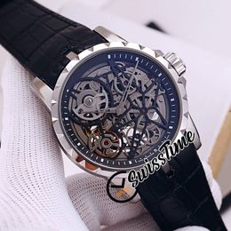 New Spider 46 RDDBEX0393 RD505SQ Automatic Mens Watch Skeleton Dial Steel Case Black Leather Strap Gents Watches SwissTime STRM