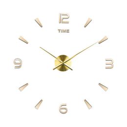 3d Big Size Quartz Diy Wall Clock Home Decor Living Room Metal Acrylic Mirror Oversize Digital Clocks Modern Design H1230