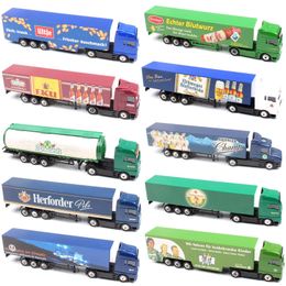 kid's 1:87 Scale Mini Advertising AD Media container Cargo heavy tow Truck diecast models Car vehicle cheap Toys for collection LJ200930