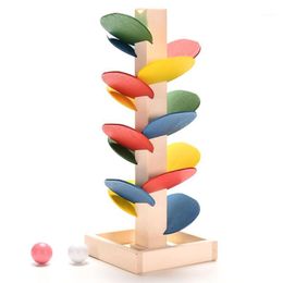 Wholesale- Wooden Tree Marble Ball Run Track Game Toy Baby Montessori Blocks Kids Children Intelligence Educational Kid's Gift Set1 Model Bu