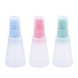 silicone oil bottle high temperature brush with lid Barbecue baking brush controllable bbq oil brush HHA3507