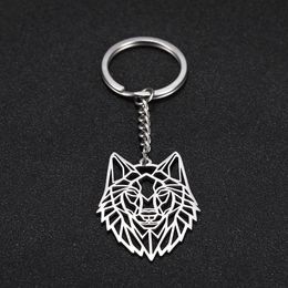 10Pcs/Set Men Women Wolf Animal Round Charm Car Keychain Keyrings Stainless Steel Key Chains Holder Pendant For To Bag Gift