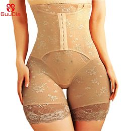 GUUDIA Seamless Lace Easy Bathroom Shapers High Waist Ealstic Shaper Shorts Women Tummy Contro Panties Smooth Out Waist Trainer 220307