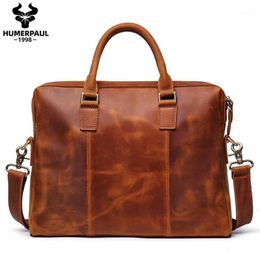 Briefcases Men Briefcase Bag Crazy Horse Leather Shoulder Messenger Bags Business Office Handbag For 13 Inch Laptop Travel1