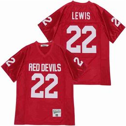 Men 22 Ray Lewis High School Kathleen Football Jersey Team Away Home Red Breathable Pure Cotton Ed and Embroidery Good Quality