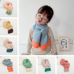 2021 Small Cheque contrast Colour children wool children's scarf autumn winter new style boys and girls baby warm scarf