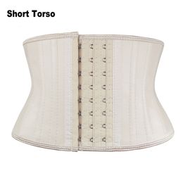 Short Torso 7 Inches Height Waist Trainer Latex 25 Steel Bones Tummy Control Body Shaper for Small Body Women 201222