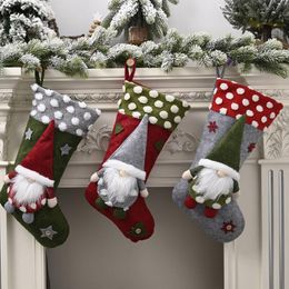 Christmas Stockings Sock Gnome Doll Xmas Tree Candy Gift Bag Hanging Pendant Decor Ornament Free Shipping LX3455