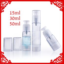 24pcs/lot 15ml 30ml 50ml airless pump lotion bottle plastic with pressed Vacuum flask