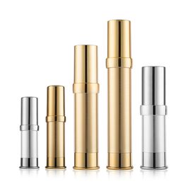 10pcs/lot 5ml 10ml 15ml 20ml 30ml Gold Silver Empty Airless Bottle Cosmetic Plastic Pump Container Travel Makeup