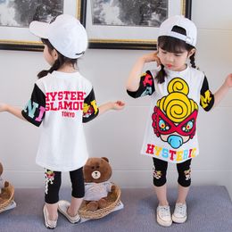 Roupas de meninas de bebê Definir desenho animado de verão Mini histérico de manga curta calça calças de alta qualidade garotas paving