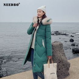 Winter Jacket Women Fur Hood Long Parka Plus Size Casaco Slim Cotton Ladies Puffer Coat Elegant Thicken Jacket Wnter Women T200902