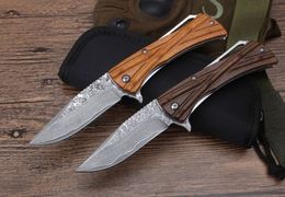 Mict damascus blade bamboo ball bearing CNC tactical self defense folding edc knife camping knife hunting knives xmas gift a1830