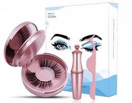 Free Shipping ePacket High Quality 2 pairs Magnetic False Eyelash With Magnetic Liquid Eyeliner And Tweezers Gift Box Sets!
