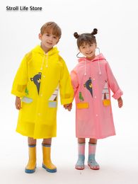 Children's Long Rain Coat Boys and Girls Rain Jacket Waterproof Kids Raincoat Poncho Big Yellow Plastic Capa De Chuva Gift Ideas 201015