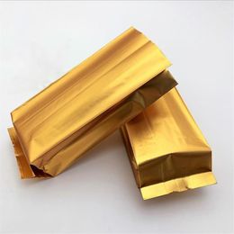 Storage Bags Golden Vacuum Aluminium Foil Bag Coffee Tea Packaging Food Heat Sealing Kitchen Supplies 50pcs/lot