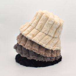 Winter warm Bucket Hat Fisherman hats plush Basin Cap Women Men outdoor travel Casual caps mens boys girls Fashion Accessories NEW