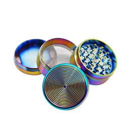 2022 Screw Thread Zinc Herb tobacco Grinder Dia. 50 Dazzle Colour 4 Layer Metal Zincs Alloy Tobacco/Herbs Grinder Muller Crusher