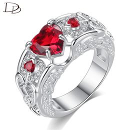 Wedding Rings DODO Vintage Red Heart Princess Fashion Hollow Design Austrian Crystal For Women Party Gift Anel Femme Jewelry R442