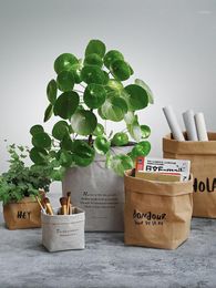 Storage Bags SHIMOYAMA Succulents Planter Pot Washable Kraft Paper Flowerpot Creative Desktop Flower Pots Reuseable Multifunction Bag