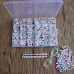 1620pcs English Letters Acrylic Beads Cover Square Flat Bead For Jewellery Making Charm Bracelet Necklace Plastic Letter Beads 200930