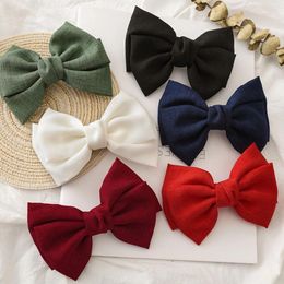 Vintage Fashion Linen Oversized Bow Hair Clip Korean Headwear Ponytail Clip Simple Fabric Woman Head Flower Gift For Women Girls