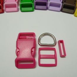 25 Sets 1'' #9 HOT PINK COLOR Dog Collar Hardware Curved Side Release Buckle Set LJ201109
