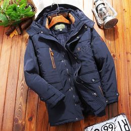 Mens Winter Parkas Fashion Warm Jackets New Plus Velvet Men Cotton Padded Casual Coats Outdoor Windproof Outerwear Big Size 201126