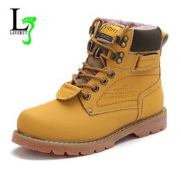 Men's Winter Snow With Fur Rubber Ankle Boots Cow Split Leather Shoes High Quality Men Outdoor Work Shoe Plus Size 46 Y200915