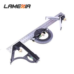 LAMEZIA 300mm/12"Measuring 3 In1 Adjustable Level Ruler Multi Combination Mathematics Square Angle Finder Protractor Tools 201116